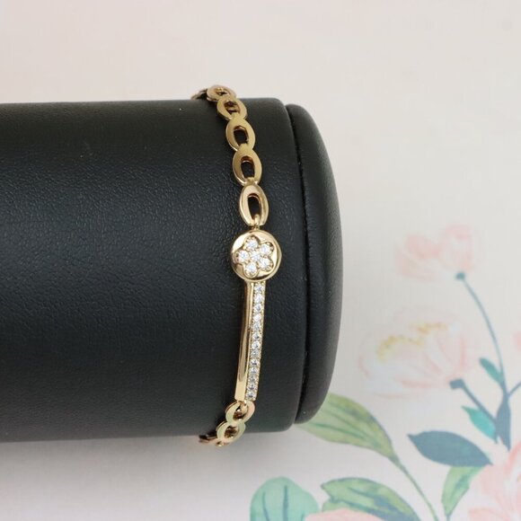 "Rose Gold Floral Design Bracelet with Sparkling Zircon Accents, XPBL0968 - Picture 9 of 12